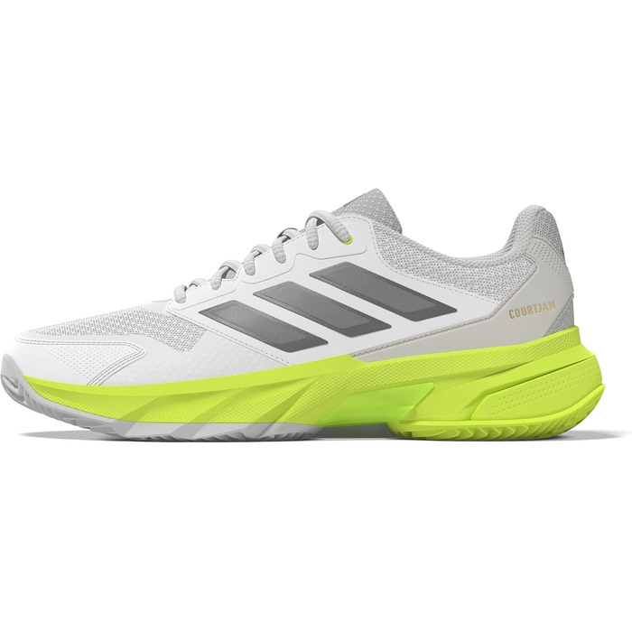 Жіночі тенісні кросівки adidas CourtJam Control 3 для глини, 42 EU, білий/металік/лимонний