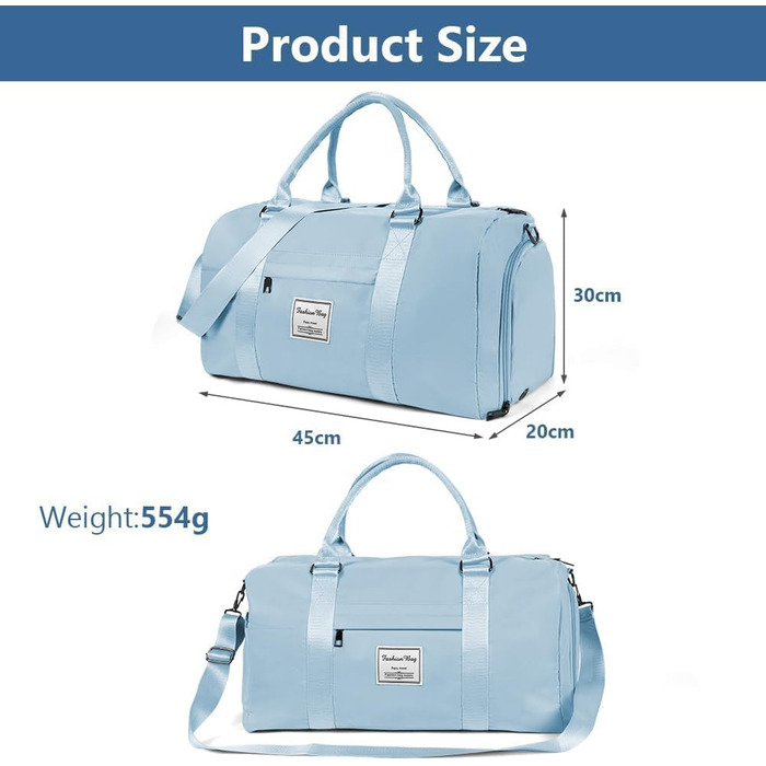 Спортивна сумка Flintronic для подорожей, валіза-мішок з відділенням для взуття та мокрих речей, водонепроникна сумка для ночівлі та багажу, чорна (#2 синя)