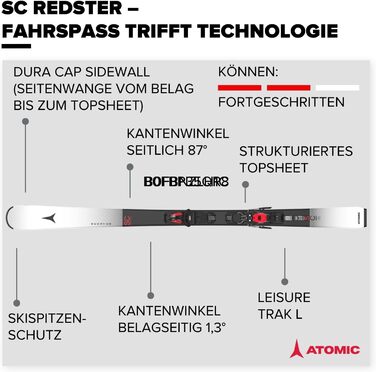 Льодоступи ATOMIC Redster SC - жіночі та чоловічі, 175 см. Високоякісні лижі з технологією TI Stabilizer та Densolite Core