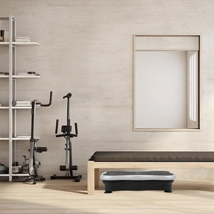 Вібраційна платформа для фітнесу з LCD, Bluetooth та USB – Power Plate для всього тіла, схуднення та нарощування м'язів, домашні тренування з пультом дистанційного керування (Чорний/Білий)