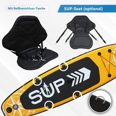 Надувний SUP Board 24MOVE® з аксесуарами: для йоги, серфінгу, дітей та дорослих, 366x80см, помаранчевий