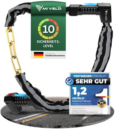 Замок для велосипеда MIVELO з цифровим кодом, 100 см, 8 мм сталь, для E-bike, MTB, шосе