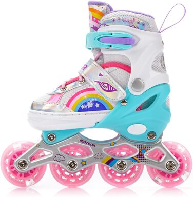 Дитячі ролики-інлайнери LED з регулюванням, кольорові, з підсвічуванням, для перших спроб катання, з батютком