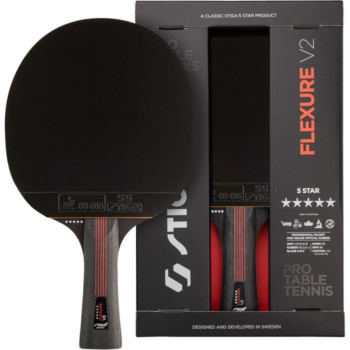 Набір для настільного тенісу STIGA Flexure V2: 5-зіркове дерево, ITTF, STAR5, ергономічна ручка, для атакуючих гравців