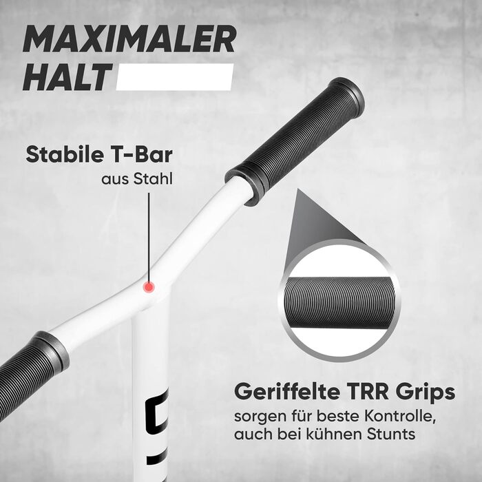 Скутер Apollo Star Pro: професійний стент-скутер для дорослих та дітей, ABEC 9, колеса 100 мм, білий/золотий