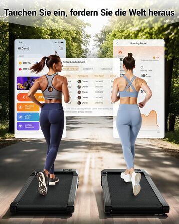 Бігова доріжка DeerRun Walking Pad з ухилом 6%, для дому та офісу, з додатком, LED-дисплеєм, пультом ДУ, до 136 кг, матово-чорна