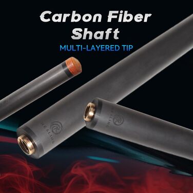 OKHEALING Більярдний кий: карбонове обхватною, 19 oz, 58 дюймів (147 см), 12.4 мм, Unilock, для гри в пул