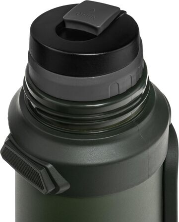 Термос Badger Outdoor Big Boy 1,3 л з нержавіючої сталі, із чайним ситечком, вакуумною ізоляцією, зберігає тепло до 24 годин, з ремінцем для перенесення, оливковий зелений