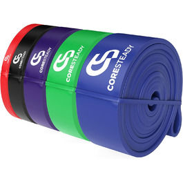 Еспандер Coresteady для фітнесу та спорту – міцна гумова стрічка для підтягувань, силових тренувань та нарощування м'язів для чоловіків і жінок, набір 5 штук (червоний, чорний, фіолетовий, зелений, синій)