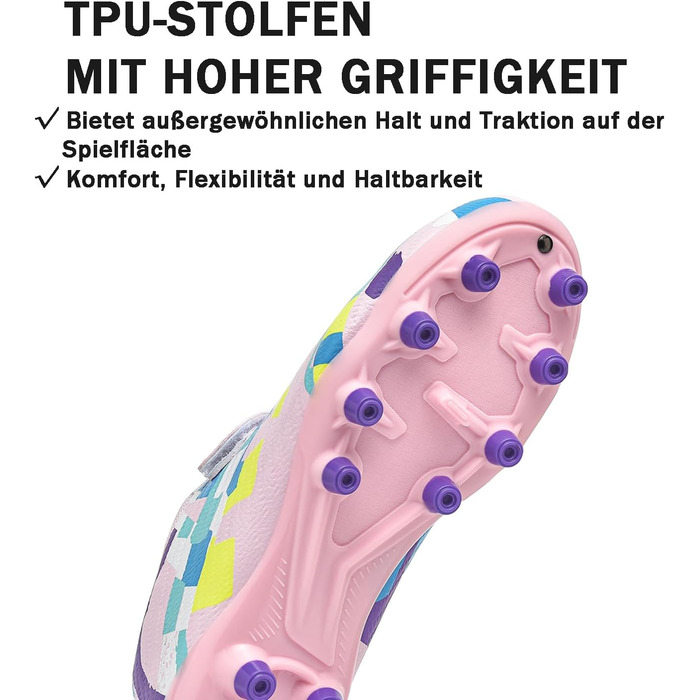 Дитячі футбольні бутси Firm Multi Ground - професійні, легкі, для гри на штучному покритті, зала, вулиця, тренування (32 EU, рожеві)