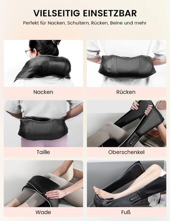 Масажер для шиї RIKE Shiatsu з підігрівом – 3D масажер для шиї, плечей та спини, з адаптерами для мережі та авто, глибокий масаж, подарунок на Різдво (сучасний)