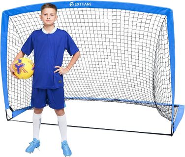 Дитячі футбольні ворота EXTFANS 180 см, складані, переносні, з 4 U-подібними кілочками, поп-ап сітка для тренувань у сад, двір, ігровий майданчик 110x85 см