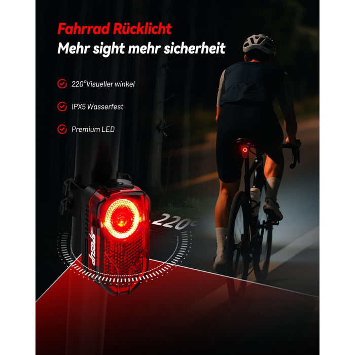 Набір велосипедних ліхтарів SFGSUP LED з USB зарядкою, водонепроникні (IPX5), схвалені StVZO