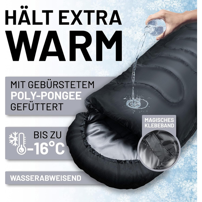 Сплячий мішок 3-4 сезони (360GSM / 2кг), водовідштовхуючий, придатний для прання, ковдровий спальний мішок для відпочинку на природі та вдома, кемпінгу, подорожей, трекінгу - ідеальний компаньйон для активного відпочинку