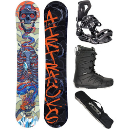 Набір для сноубордингу Airtracks для чоловіків: фрірайд, фристайл, Diamond Heart Carbon Wide Hybrid Rocker, кріплення Master, черевики, сумка SB, 150/155/160 см, сноуборд 150 см, черевики Star Black 43