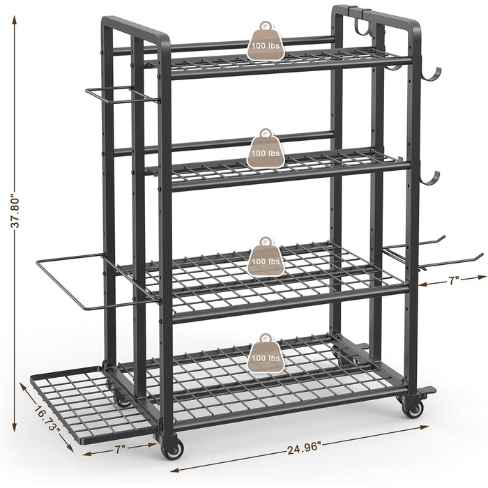 Стійка для зберігання йогаматів та гантелей Jusgym з металу, настінна, до 272 кг