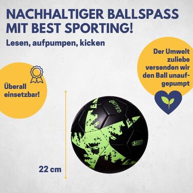 Світний футбольний м'яч Best Sporting розмір 5, чорний/зелений, для дітей і дорослих, PVC, фосфоресцентний ефект