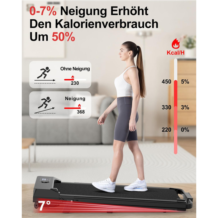 Walking Pad Dskeuzeew: Бігова доріжка з нахилом 7% для дому. 4-в-1, чорний
