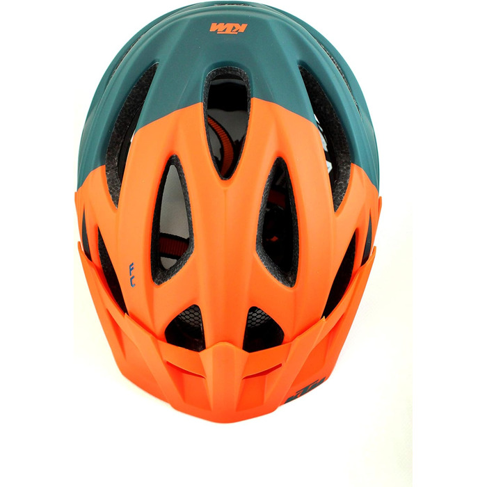 Велошолом KTM Factory Character 2021 з магнітною застібкою Fidlock, помаранчево-матовий/петрол, розмір 54-58 см