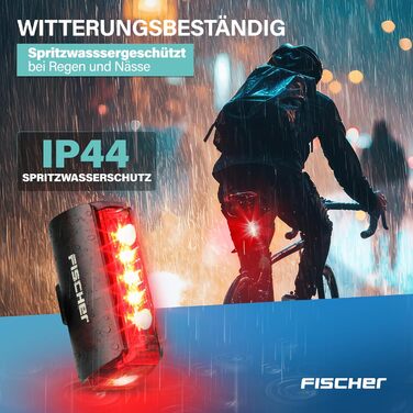 LED акумуляторний задній ліхтар Fischer Stableuchte для велосипеда, зарядний, IPX4, чорний, TWIN (акумуляторний ліхтар + TWIN STOP)