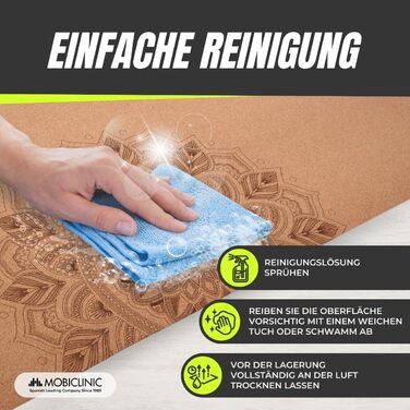 Йога мат Mobiclinic® з натуральної корку, 183x61 см, антиковзка, з мішком, екологічна, 4 мм, дизайн Мандала, для йоги, пілатесу, фітнесу