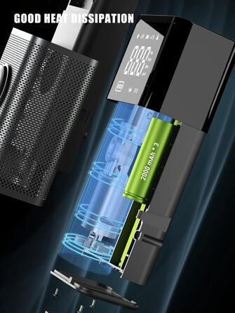 OneAmg електричний насос-компресор 6000мАг USB, 150PSI/10,3Бар, 12В/120Вт, портативний для велосипедів, авто, мотоциклів, м'ячів, з LED-підсвіткою і 5 режимами накачування