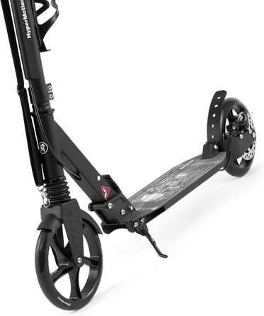 Самокат дитячий та підлітковий HyperMotion Vibe алюмінієвий, до 100 кг, складний, з регульованим кермом, колеса 200 мм, підшипники ABEC-7, чорний з дизайном черепа