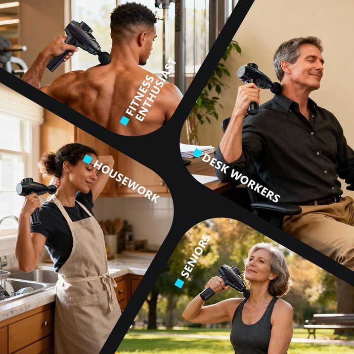 Масажер для м'язів: пістолет для масажу з 10 насадками, 30 швидкостей, для спорту та реабілітації