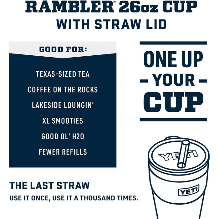 Термокружка YETI Rambler з соломкою, нержавіюча сталь, 769 мл (26 oz), колір Camp Green