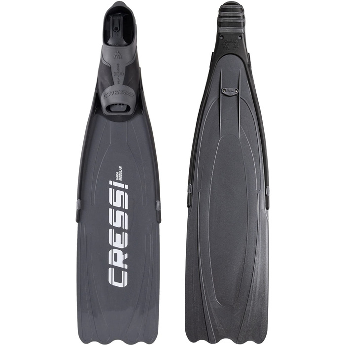 Ласти Cressi Gara High Performance для фрідайвінгу та дайвінгу, преміум-якість, Made in Italy, чорно-срібні (46/47, Modular Nery)