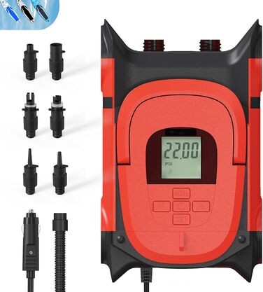 Насос для SUP-дошки GICLE 22PSI: електричний, портативний, для надувних SUP-дошок, човнів та водного спорту (білий/чорний)
