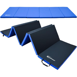 Складаний гімнастичний мат для дому eyepower 300x100 см, товщина 5 см, дитячий спортивний мат, м'який складаний мат для фітнесу, йоги, синьо-чорний