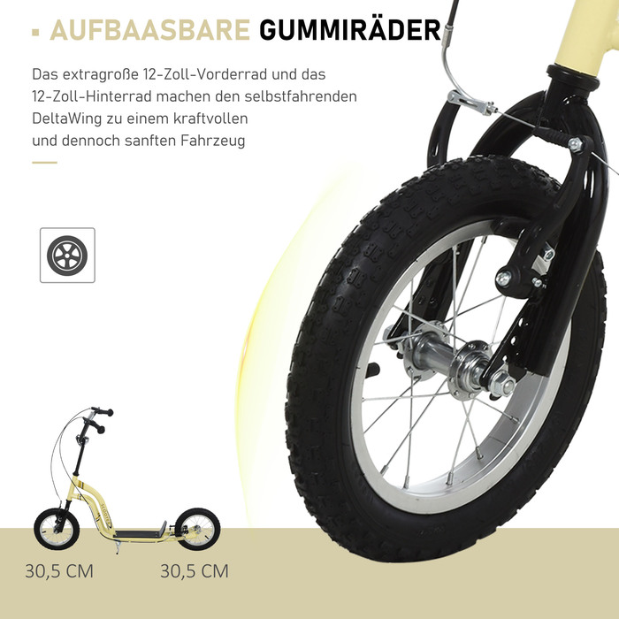 Дитячі самокати HOMCOM від 5 років, самокат Kick Scooter City Scooter з 12 дюймовими пневматичними шинами та гумовим кікбордом для безпечної їзди
