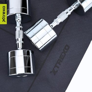 Набір гантелей XTREXO 2 шт. (2.5-12 кг) з хромованою поверхнею, сталеві, з неслизьким грифом – для силових тренувань вдома та у спортзалі