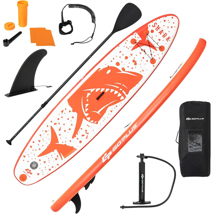 Надувна SUP-дошка RELAX4LIFE 320/335×76×15 см з веслом, ременем безпеки, насосом, рюкзаком, набором для ремонту та 3 плавниками, для початківців і професіоналів