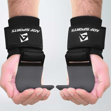 Набори гаків для важкої атлетики AQF – нековзні ручки з гумовим покриттям, 8 мм неопренова підкладка, гаки для підйому штанги для чоловіків та жінок (пара), ідеальні для ременів для тяги та силових видів спорту (сірий)