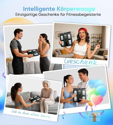 Вага для вимірювання жиру тіла з 8 електродами, персональна вага з Bluetooth, аналіз складу тіла, дисплей, 180 кг, BMI, протеїн, BMR, чорно-зелений