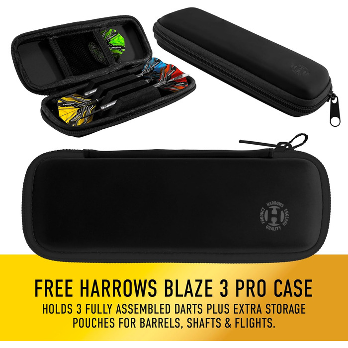 Набір дротиків Harrows Supergrip Ultimate 24 г з вольфрамовим наконечником та чохлом Blaze, 20 шт.