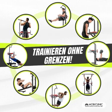 Мультифункціональна силова станція Mobiclinic Fitness 9 в 1, складана, з турніком, лавкою для жиму, регульована по висоті, протиковзка, м'яка оббивка