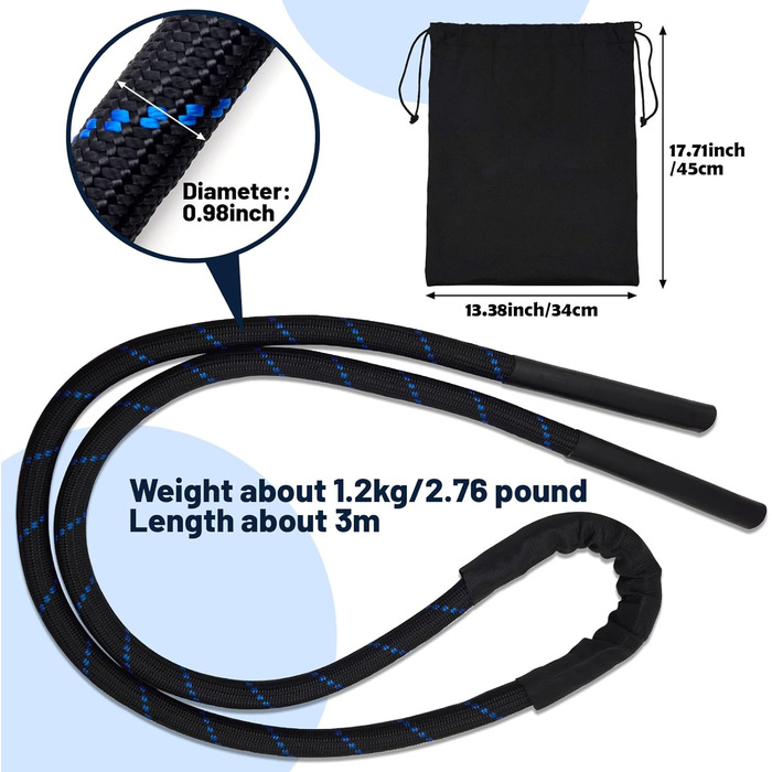 Скакалка IWTBNOA 1.2kg для фітнесу та тренувань, скакалка для схуднення для чоловіків та жінок