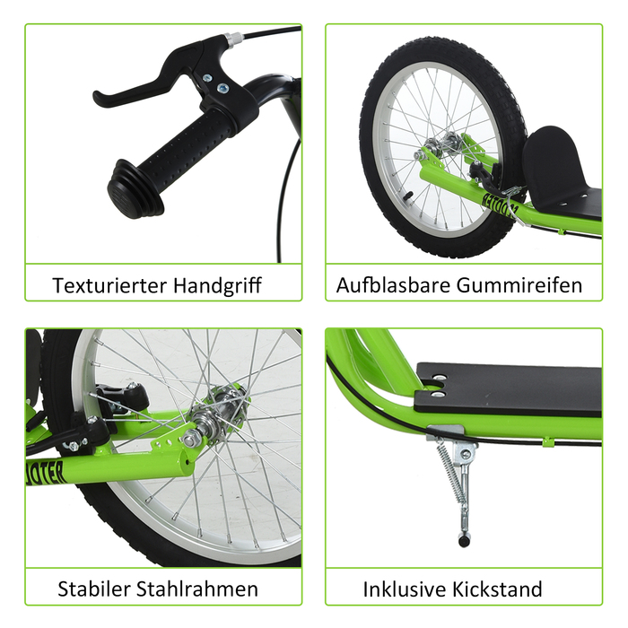 Дитячий самокат HOMCOM, Kick Scooter, Міський самокат, Kickscooter, Самокат Kids, Кікборд з пневматичними шинами, Ручне гальмо, Самокат Kids, від 5 років| Аосом