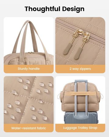 LOVEVOOK Сумка-валіза 35L, Легка дорожня сумка-шопер, Сумка для вихідних, Сумка для пологового будинку, Спортивна сумка, Чорна (L, A-khaki)