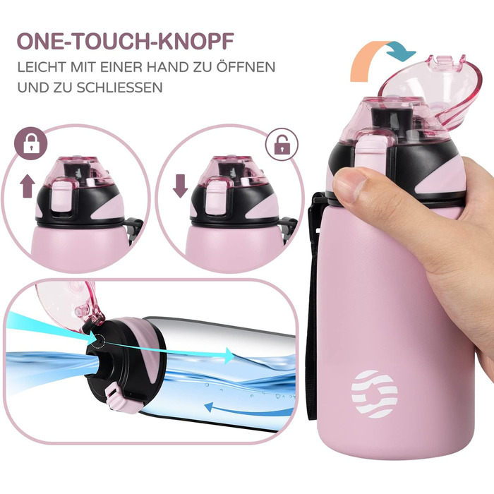 Дитяча термос-пляшка Fjbottle 400 мл, нержавіюча сталь, зручне відкривання, BPA Free, герметична, для газованих напоїв, для хлопчиків і дівчаток, єдиноріг, для школи та подорожей