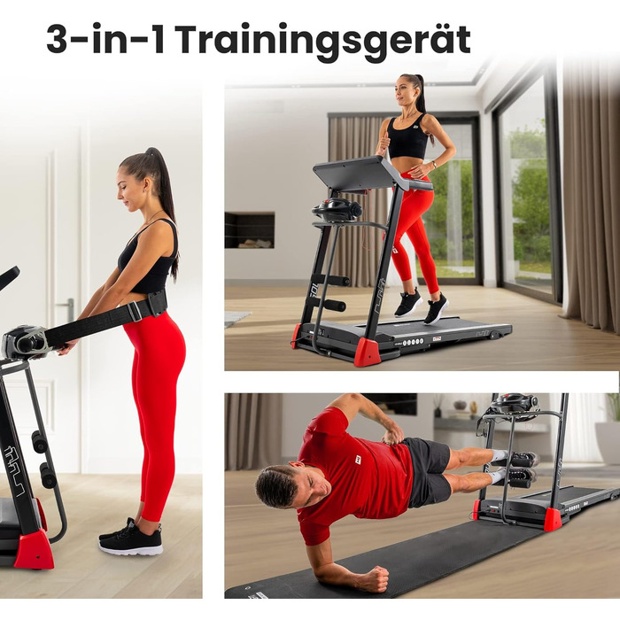 Бігова доріжка Hop-Sport HS-1200LB Soul 3-в-1 для дому з масажером, станцією для пресу, складана, LCD-дисплей, керування через додаток, 15 програм, швидкість до 14 км/год