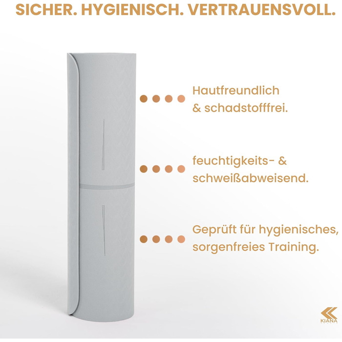 Килимок для йоги з нековзким покриттям 8 мм – сірий – для дому та студії