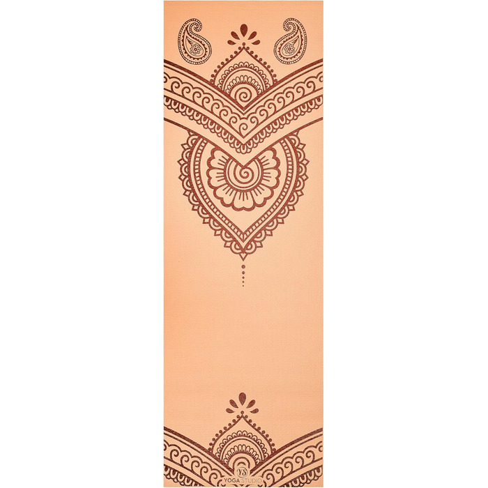 Килимок для йоги Von Yoga Studio з малюнком Мандала, 183x61 см, 6 мм, неслизький, з ПВХ, Paisley Peach Fuzz