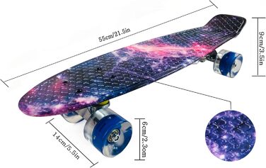 Скейтборд Sumeber Mini Cruiser 22 дюйми з LED колесами для дорослих і дітей, для початківців, подарунок на день народження