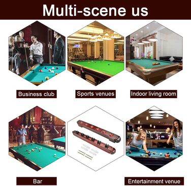 Держатель для бильярдных київ DURANTEY: настінна підставка для 4 київ з дерева, червона, з кріпленням та гумовими вставками (40 x 4 x 3,2 см)