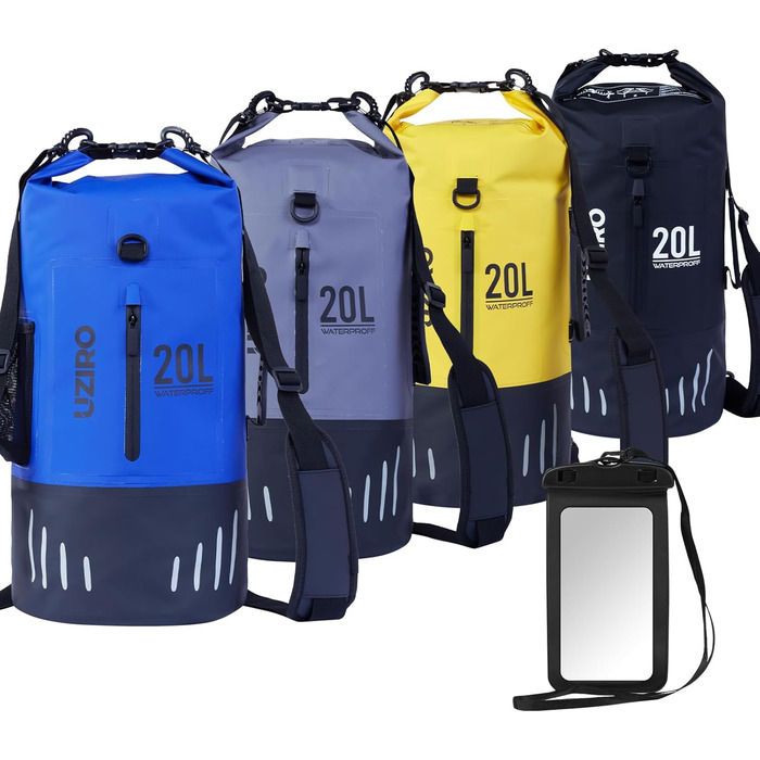 Водонепроникний рюкзак UZIRO 20L, Dry Bag, для активного відпочинку (Блакитний)