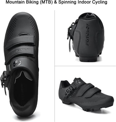 Чоловічі та жіночі велотуфлі для гірського велосипеда (MTB) з сумісними підошвами SPD, зелені (45 EU, чорні з 4 чорними клітами)